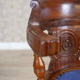 Early-20th Century Wooden Captain Armchair with Soft Seat, 1930s