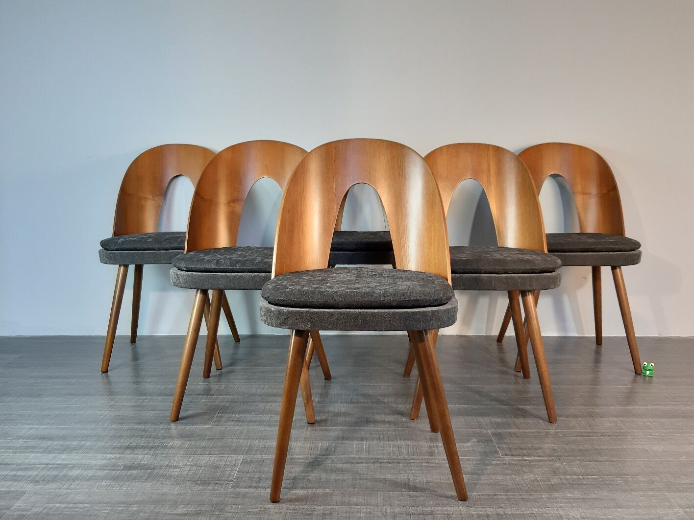 Set 6 chairs Walnut Suman by MIER, Mid-Century Czechoslovakia 1960 s