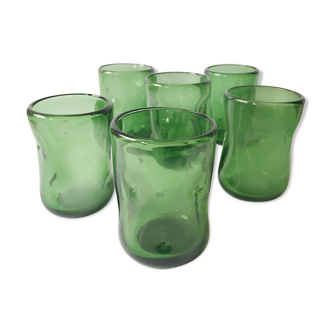 Verres soufflé en verre vert