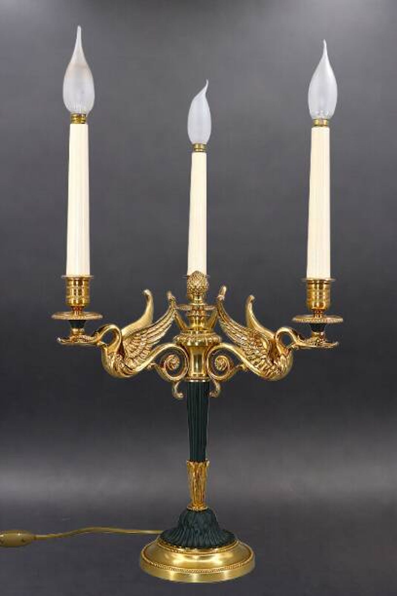 Flamboyant Pair of Candelabra/Chandeliers Solid Bronze Empire Style