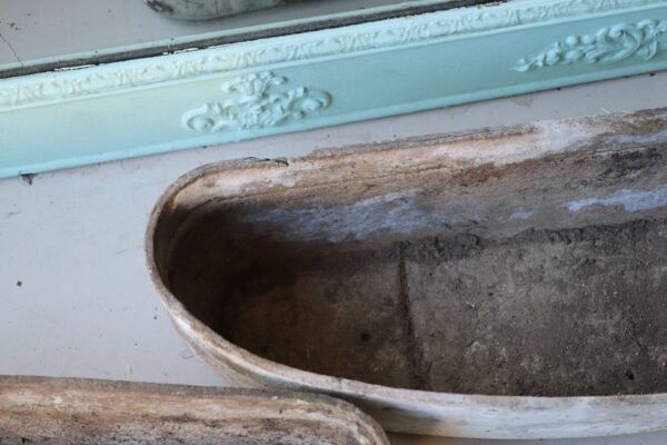 Paire de jardinières en fibrociment haricot