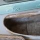 Pair of fibrecement bean-shaped planters