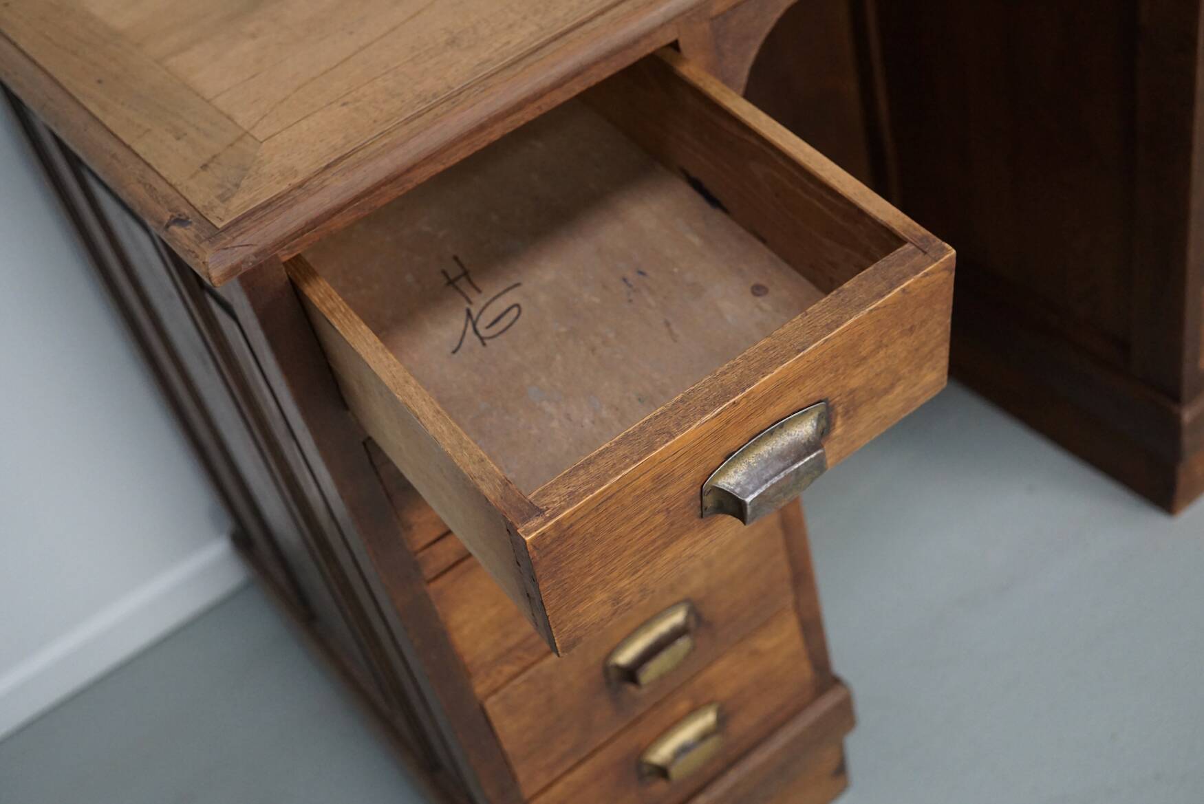 French oak shop counter / desk or kitchen island, 1950s