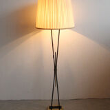 1950s floor-lamp in brass and plissé