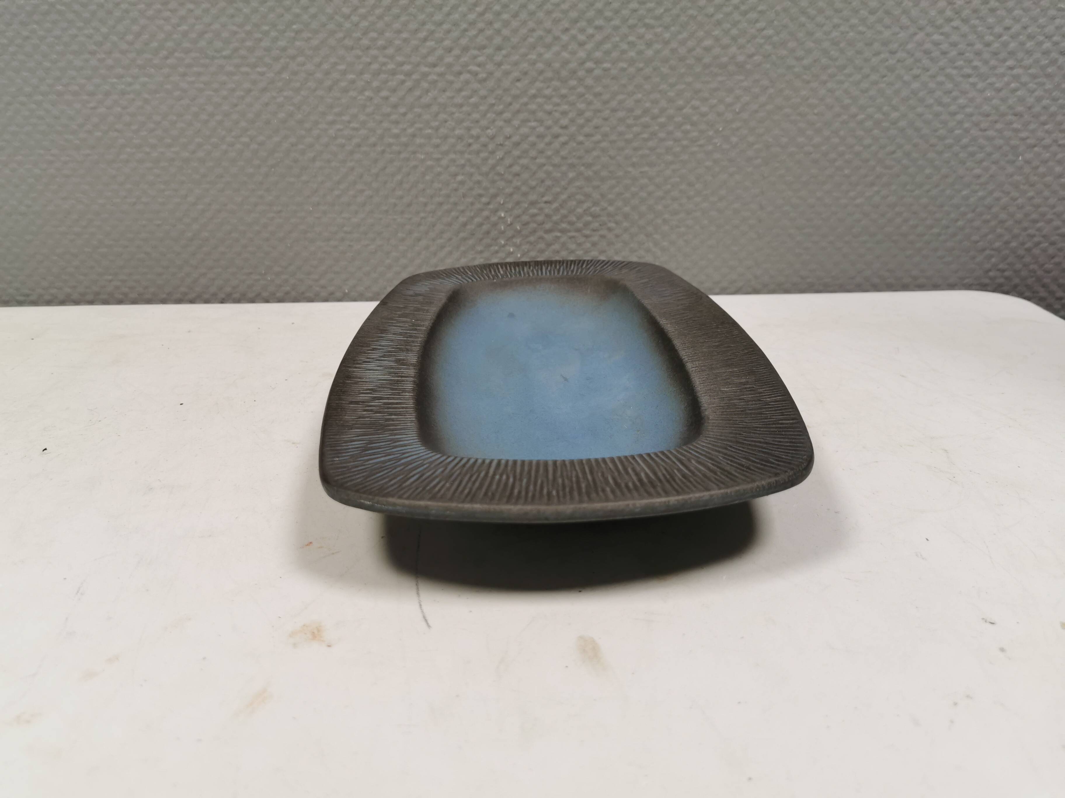 Dish in bluish colors from Hedehusene Ceramics (HK) Denmark 1960-70s