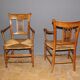 Pair of straw armchairs in cherry wood Directoire early XIX