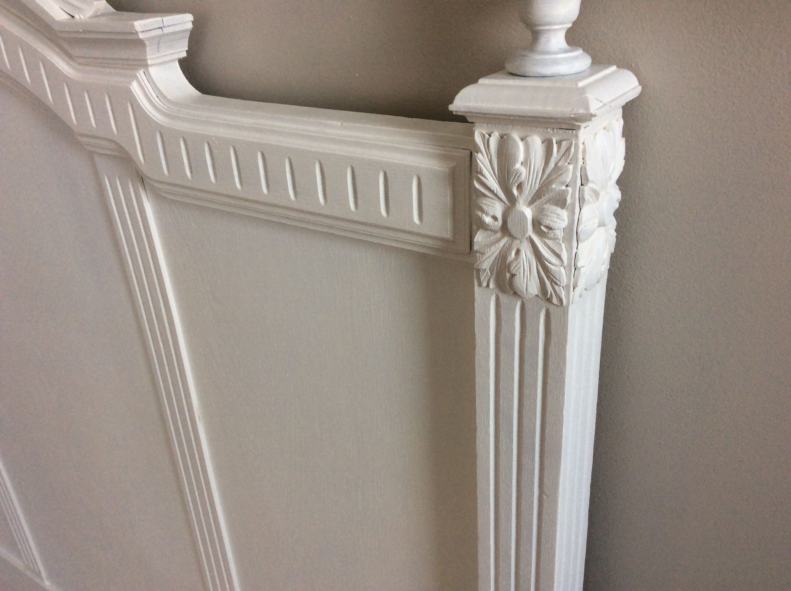 Painted wooden old bedhead