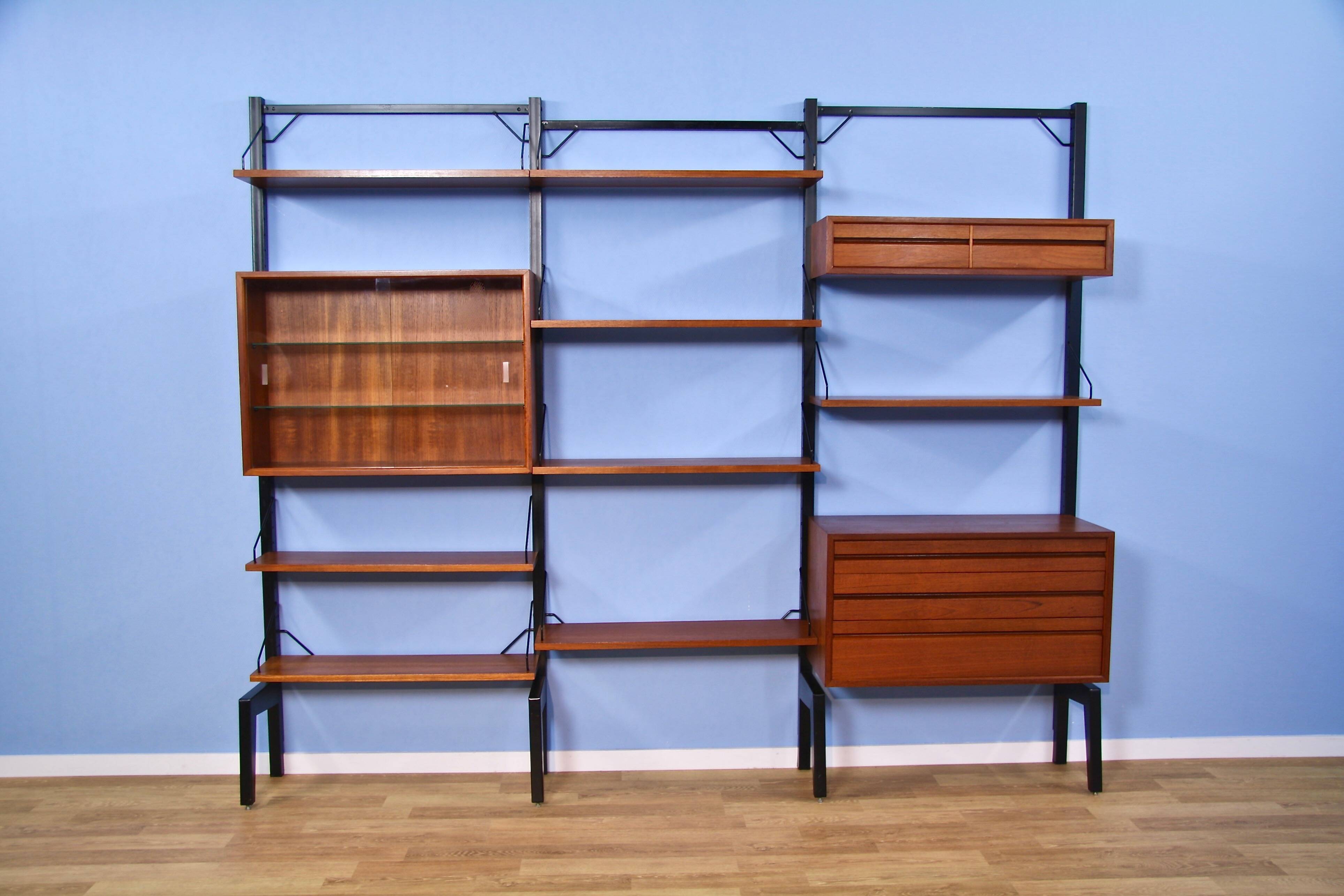 Teak wall unit by Poul Cadovius for Royal System Denmark, 1960s