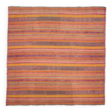 Tapis kilim en laine et coton turc vintage noué à la main orange 151x153