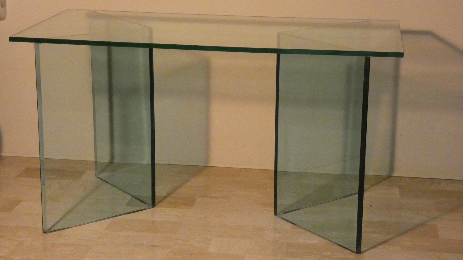 Bacco desk in transparent glass attributed to Tonelli, Italy, 1980s.