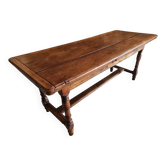 Table de château française Louis XIII du XVIIe siècle – Plateau en noyer avec base en chêne et merisier – Table à manger extensible (jusqu'à 337 cm)