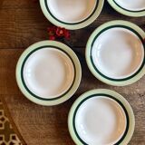 Set of 7 antique deep plates Salins - green Texas -