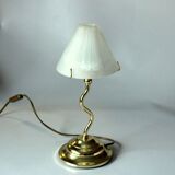 Lampe de table décorative en laiton et verre laiteux, vintage
