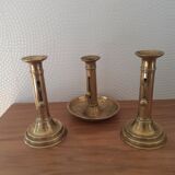 Set of 3 old candle holders with pushers
