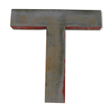 Lettre d'enseigne en zinc ancienne  T