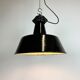 Industrial black enamel factory lamp with cast iron top, 1960s
