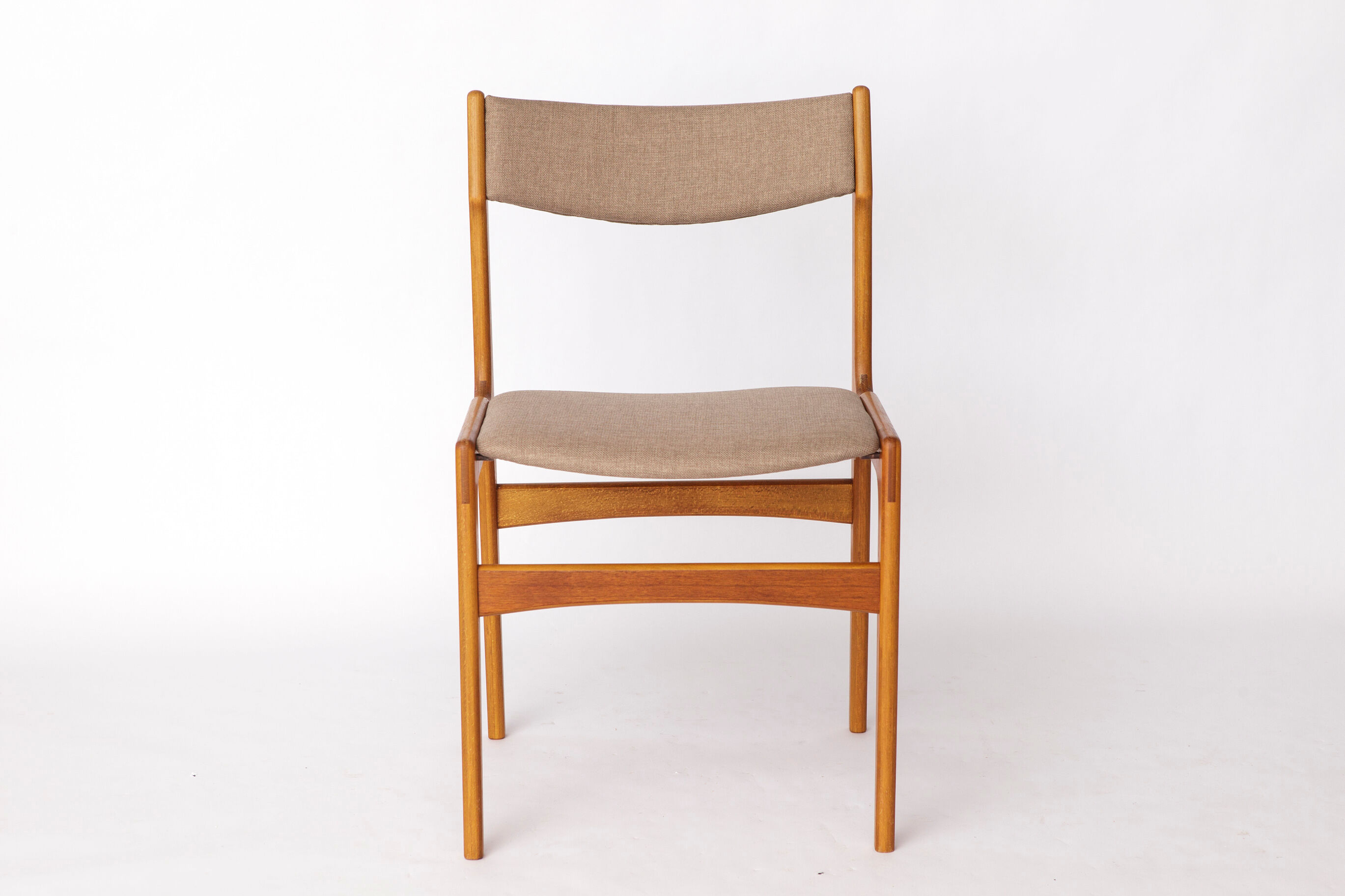 1 of 4 Vintage Danish Teak Dining Chair – 1960s, Reupholstered in Grey