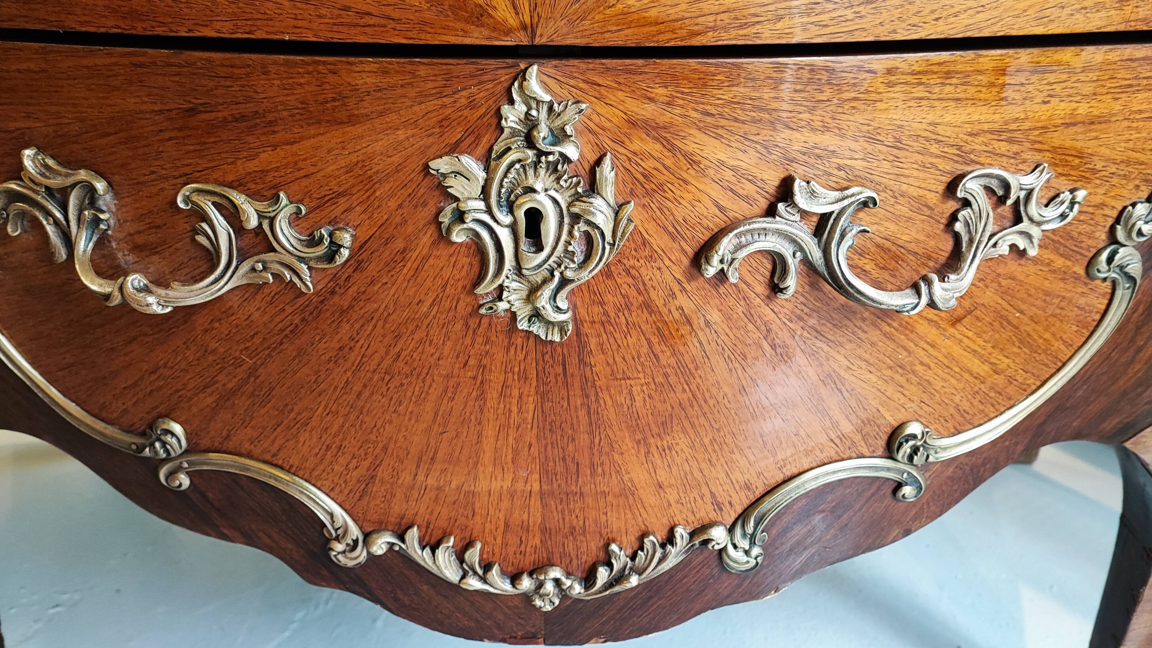 Louis XV dresser curved brown marble and bronze 1900
