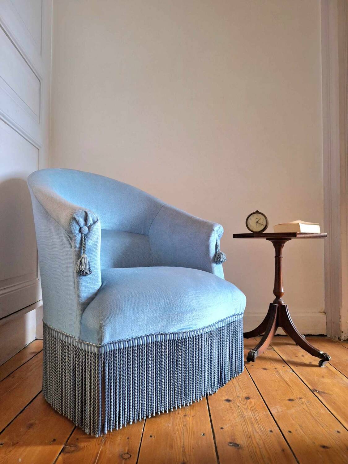 Fauteuil crapaud vintage, meuble siège Napoleon III ancien