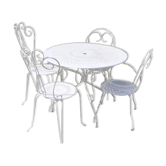Salon de jardin en fer forgé blanc