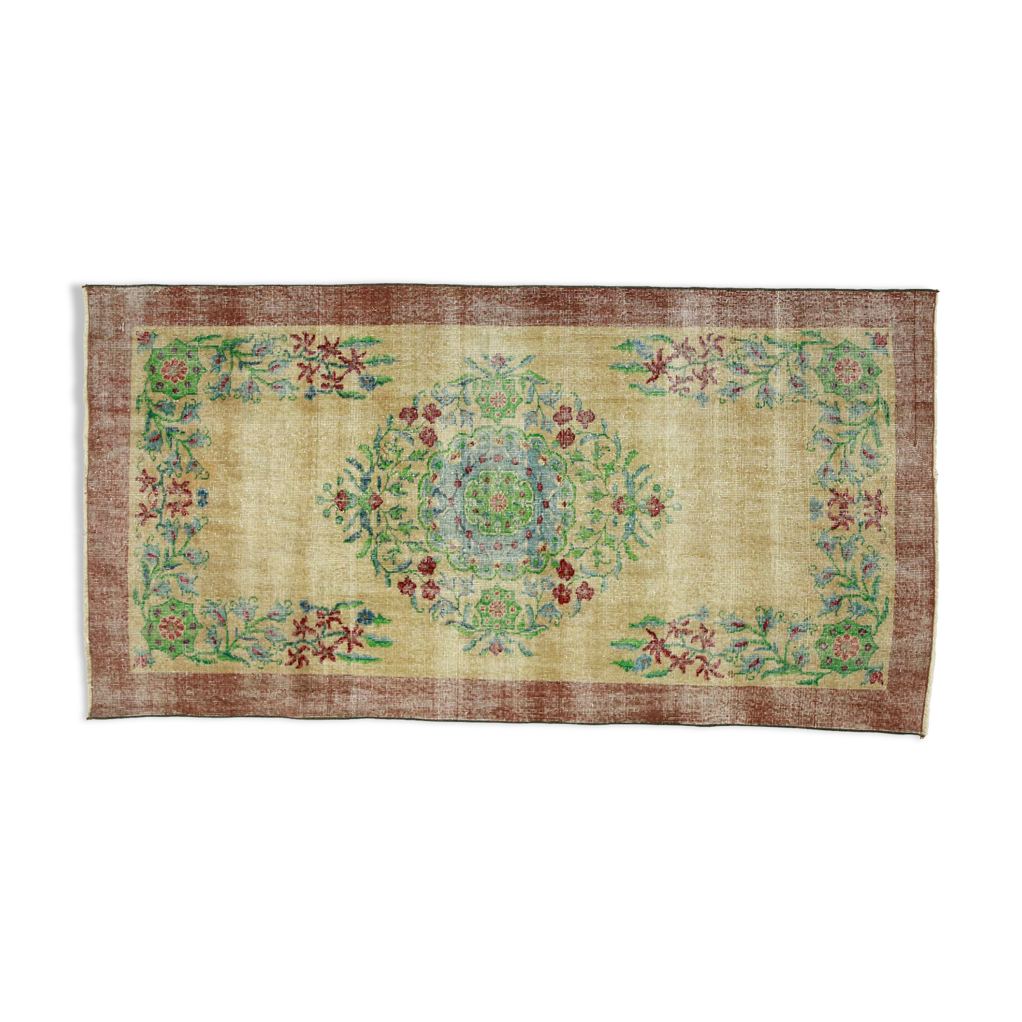 Anatolian handmade vintage rug 210 cm x 107 cm