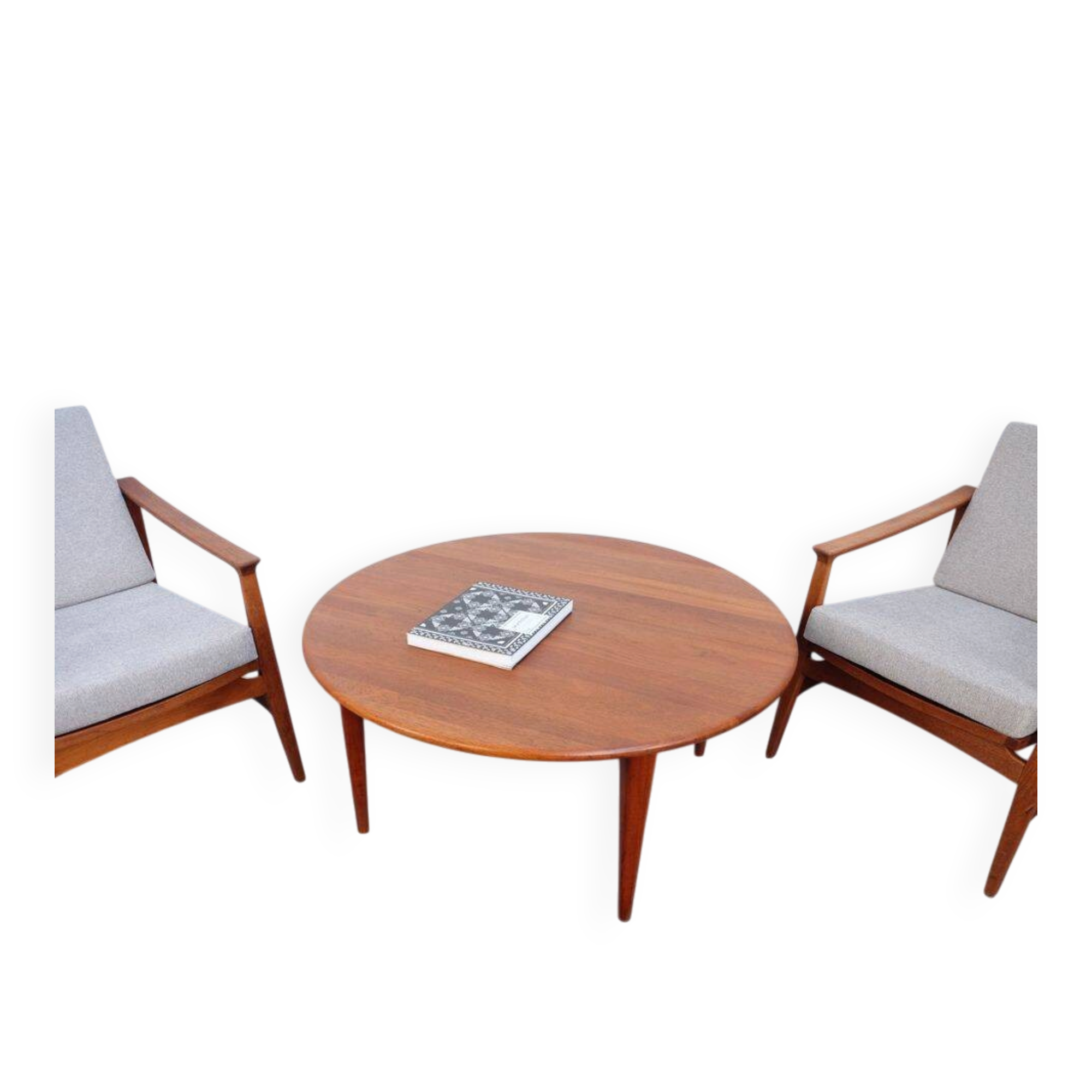 Table basse vintage Wikkelso en teck, années 60-70.