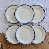 Antique flat plates, ironstone Salins – Checkerboard model