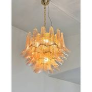 Contemporary Clear and Gold “Petali-Selle” Murano Glass Chandelier in Mazze