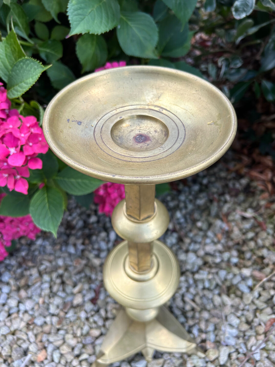 Large solid brass candle holder