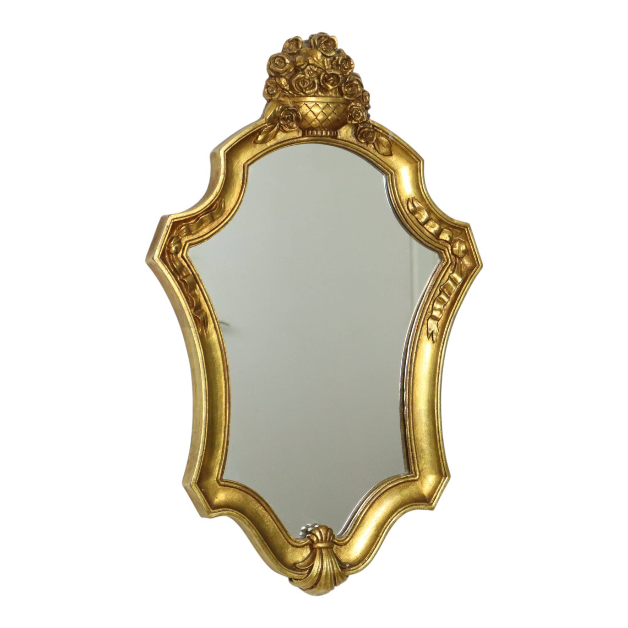 Classic Gold Crested Mirror Baroque Style Sixties 61cm