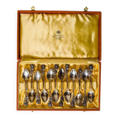 Cuillères à dessert vintage en argent, 1948, ensemble de 14