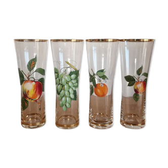 Lot de 4 verres décors fruits