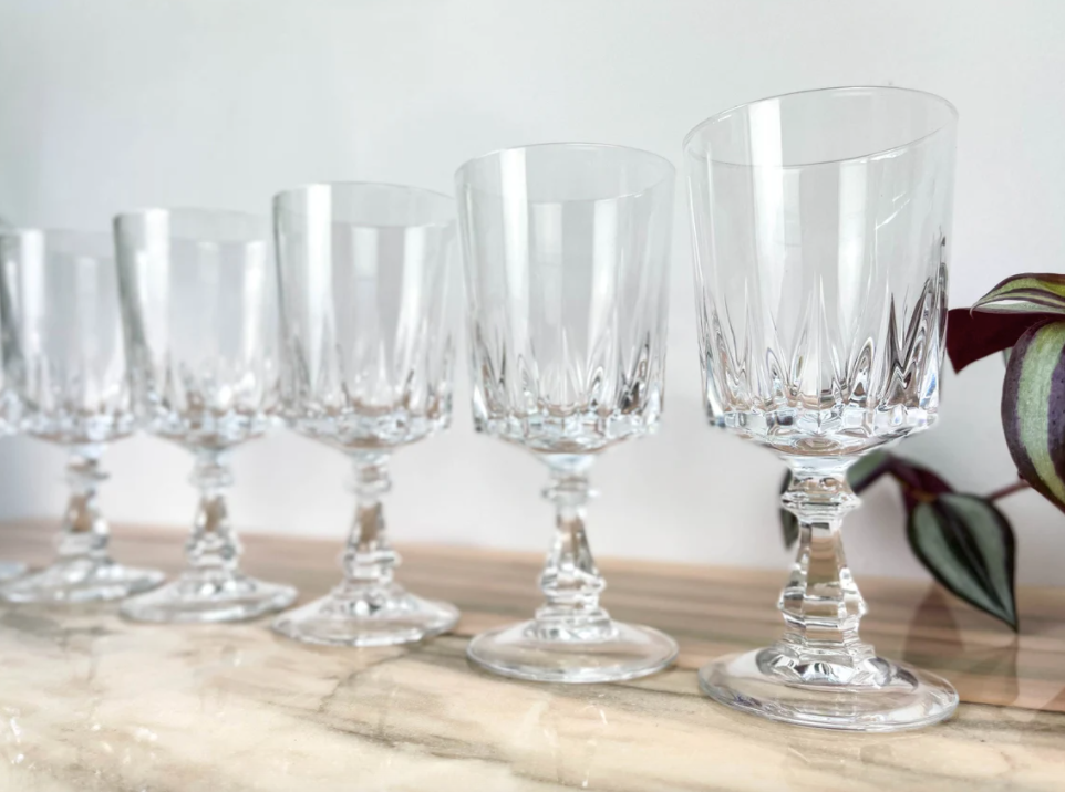 Lot de 6 verres à vin rouge cristal d'Arques modèle Louvre