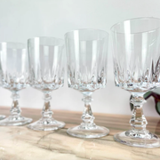 Lot de 6 verres à vin rouge cristal d'Arques modèle Louvre