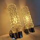 Pair of vintage Art Deco space age chrome and molded glass wall sconces