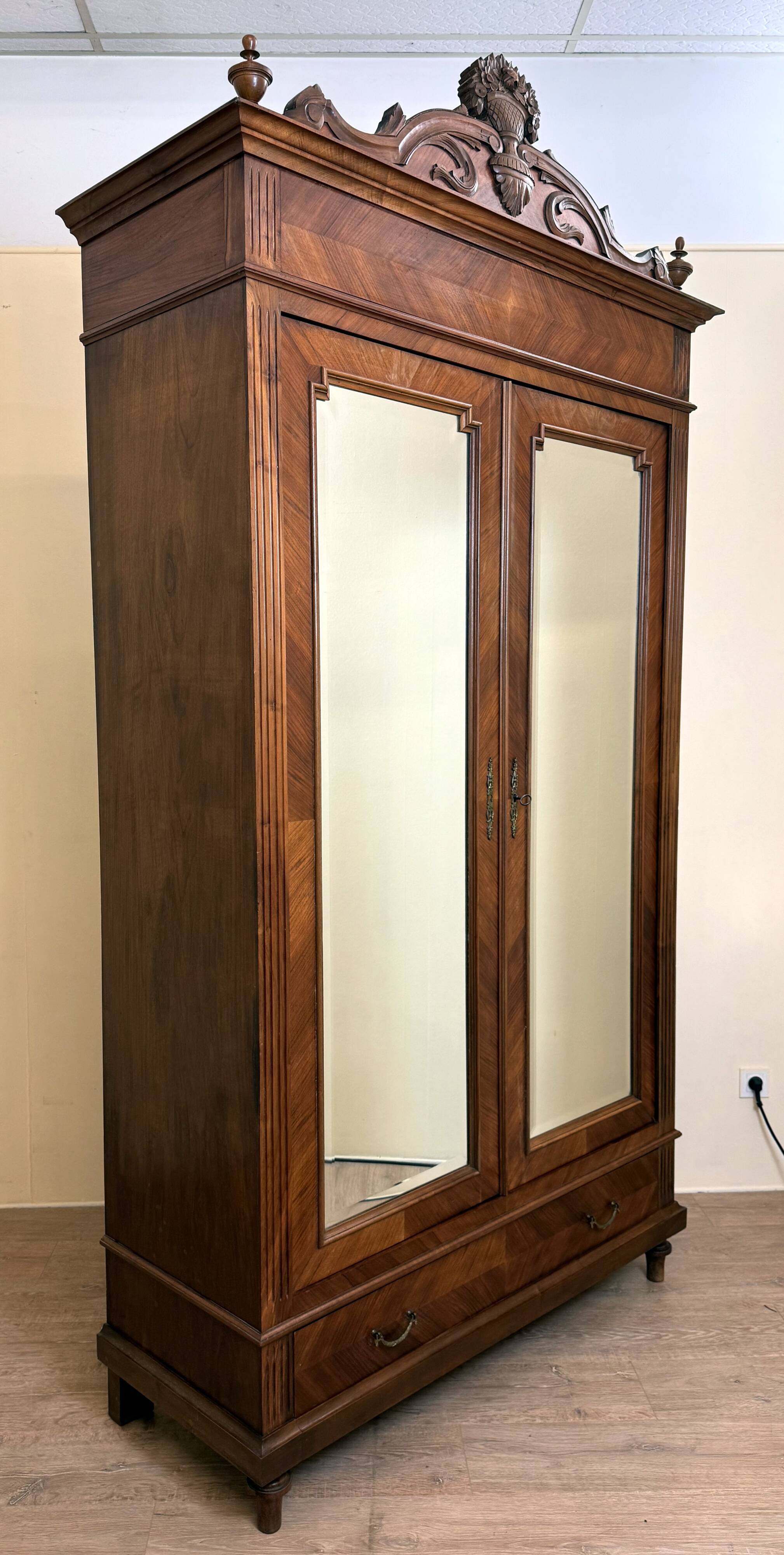 Louis XVI style mirror cabinet in walnut circa 1880