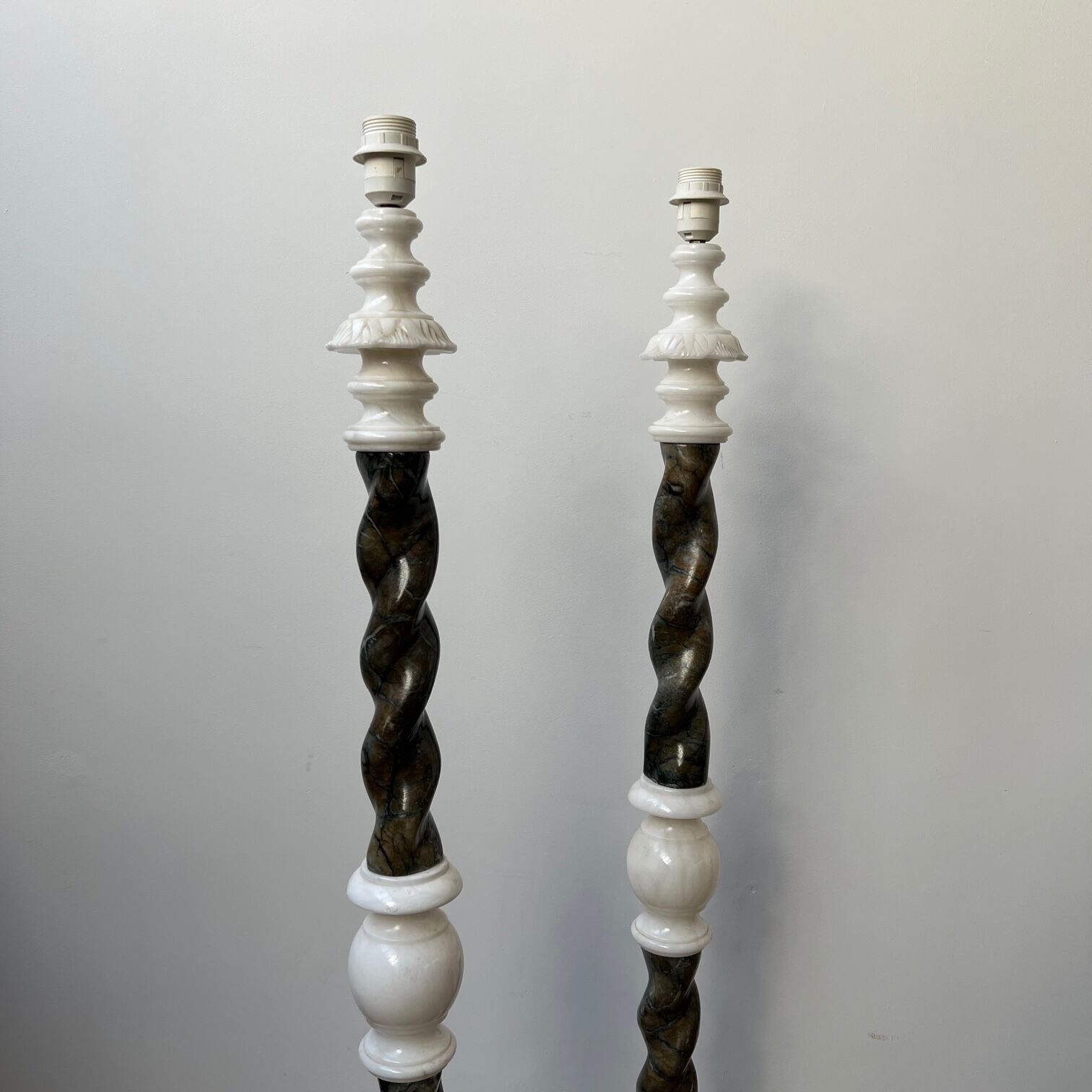 Pair of Swedish Mid-Century Marble Floor Lamps