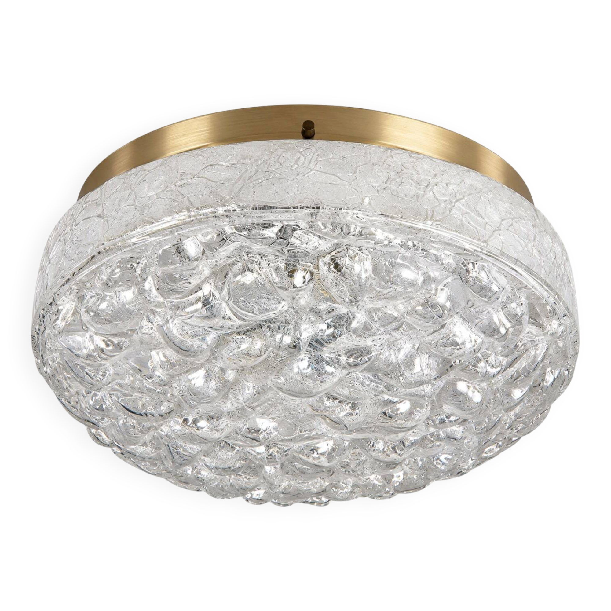1960s 1970s Ceiling Lamp Ice Glass Doria Germany Space Age Design