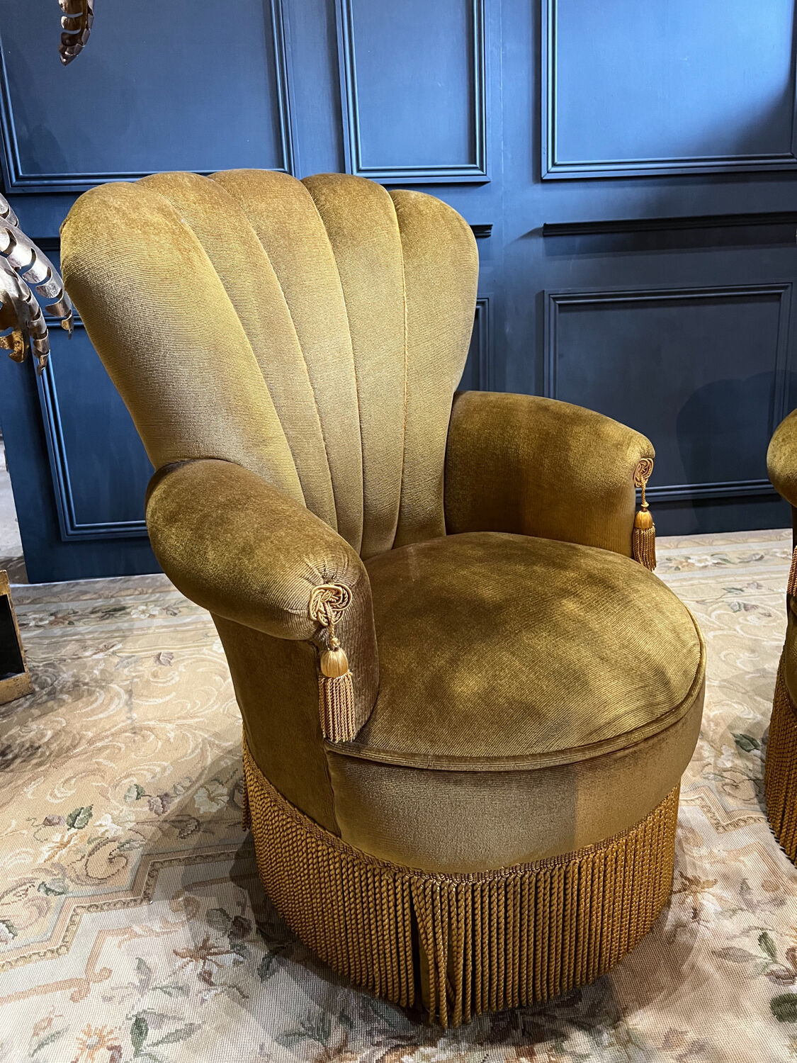 Pair of velvet Napoleon III style armchairs