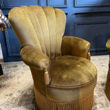 Pair of velvet Napoleon III style armchairs