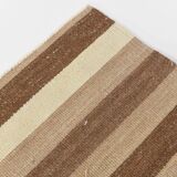 Dark Brown & Beige Striped Pattern Turkish Kilim Rug, 311x394Cm