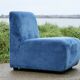 Canapé modulable composé de 5 chauffeuses en velours bleu, circa 1980