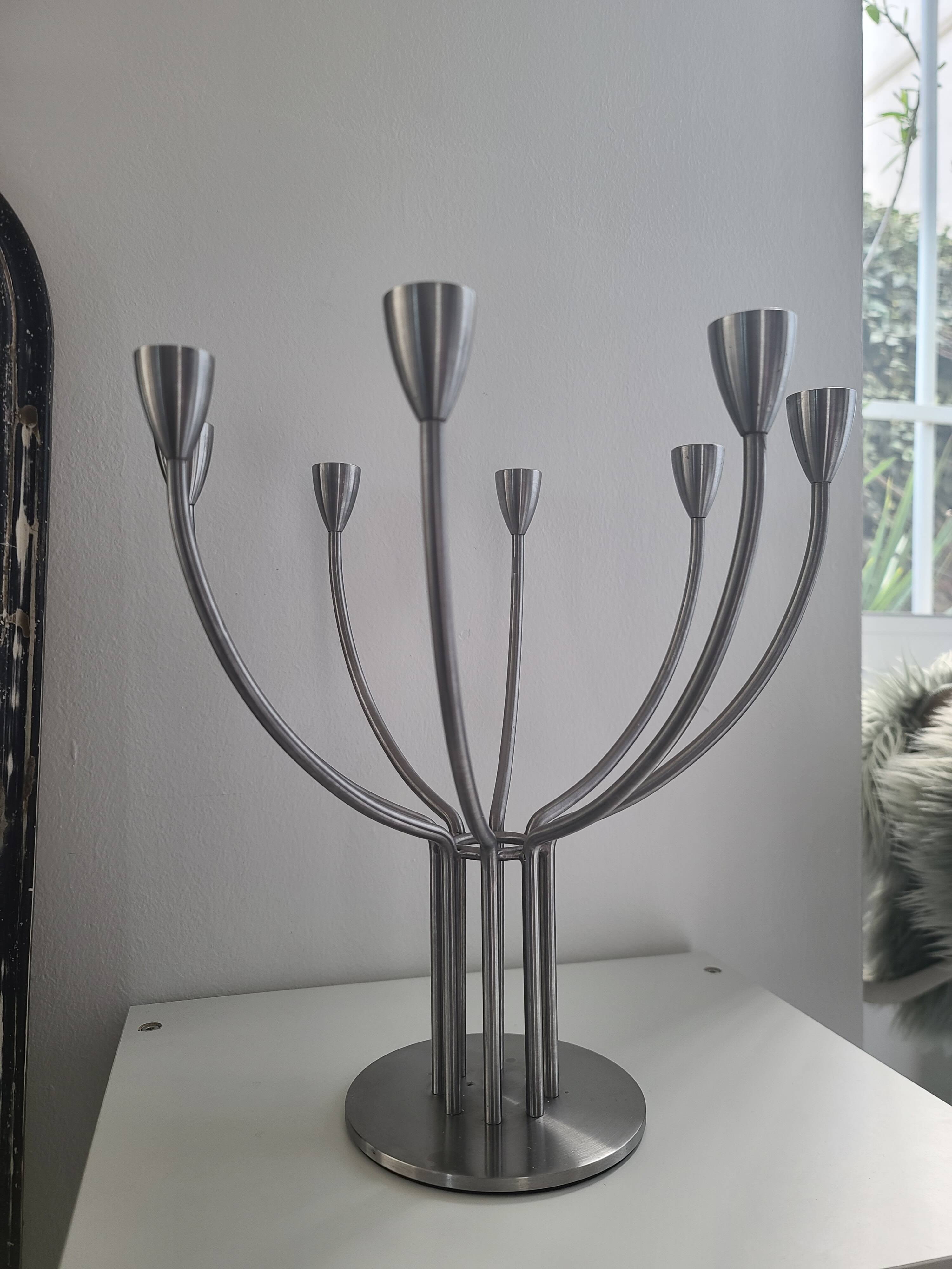 Chandelier 7 branches en acier brossé Ikea