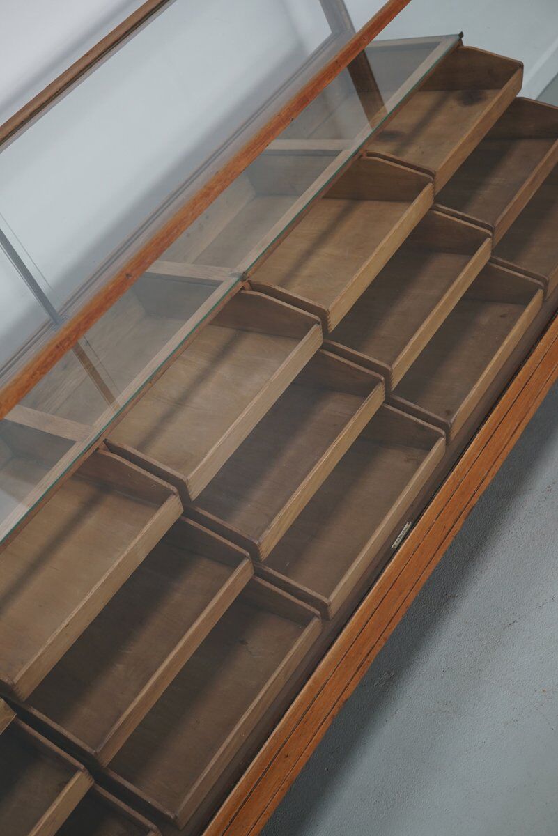 Antique British oak haberdashery cabinet, 1930s
