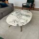 Michel Kin coffee table, Arflex edition, 1960, white marble and brass.