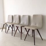 Set of 4 chairs white and gray years 1950