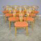 Set of 11 modern curved wood oak chairs