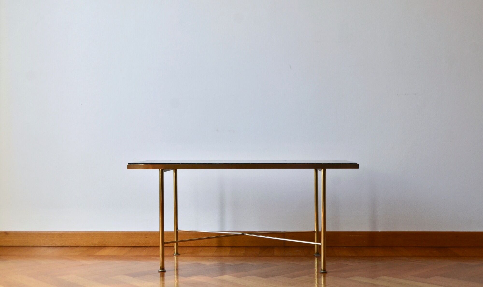 Italian green marble and brass coffee table 1950