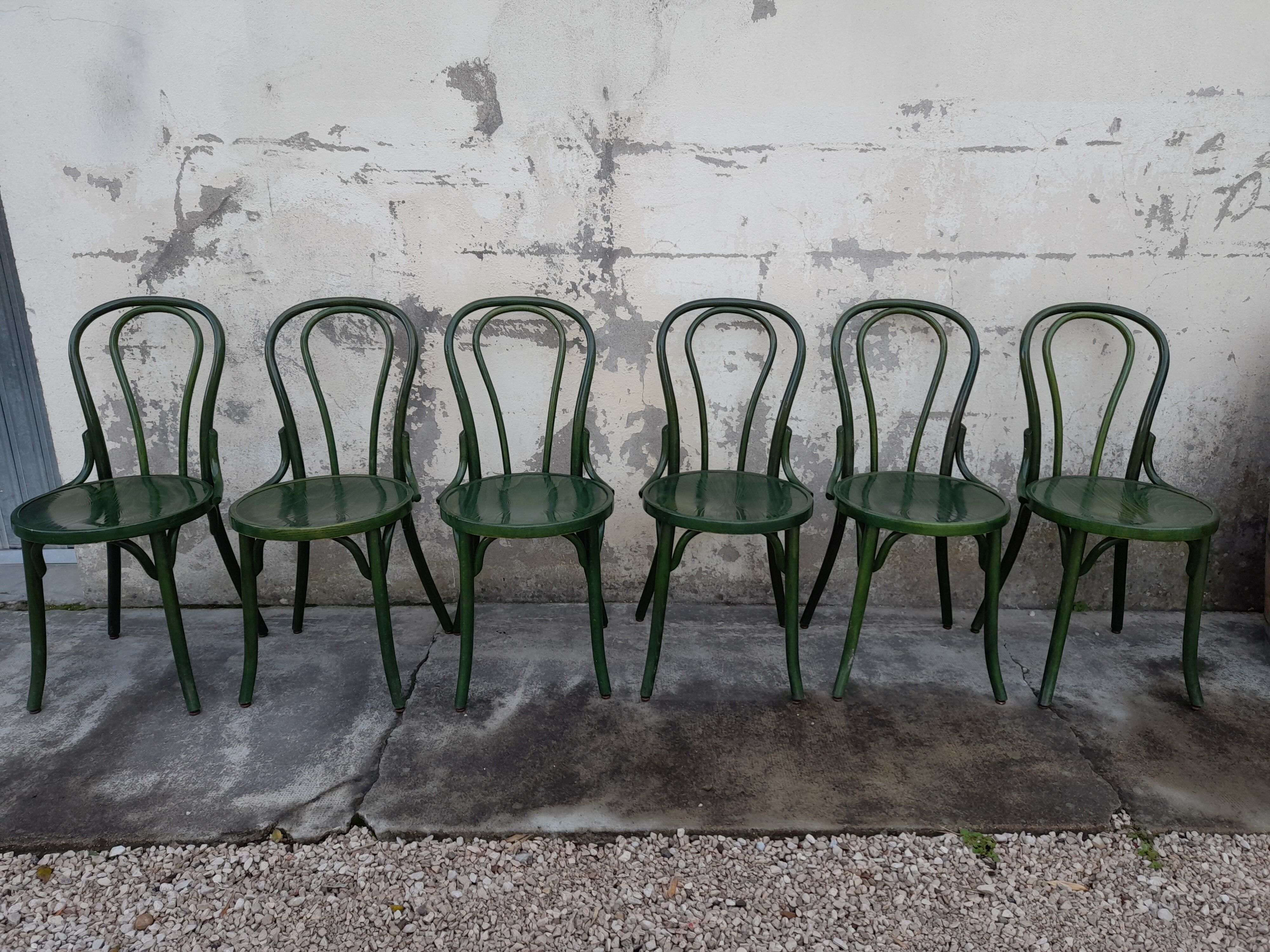 Série de 6 chaises de bistrot design Thonet, édition inconnue