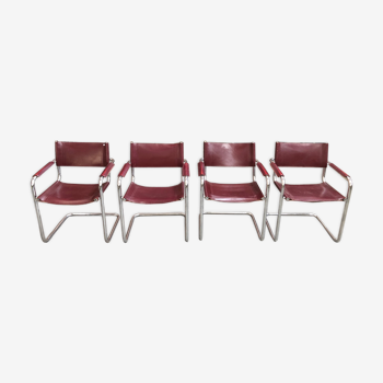 Suite de 4 fauteuils mg5 vintage par Mattéo Grassi pour Centra Studi 1980